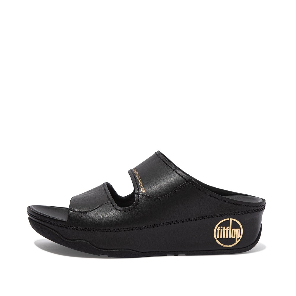 Fitflop Womens Slides Black - Shuv Limited Edition Two-bar - LU2476813